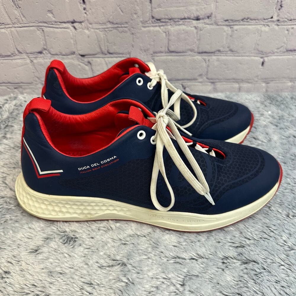 Duca Del Cosma Tomcat Men's Golf Evolution Shoes Navy Red Size 11 Italian